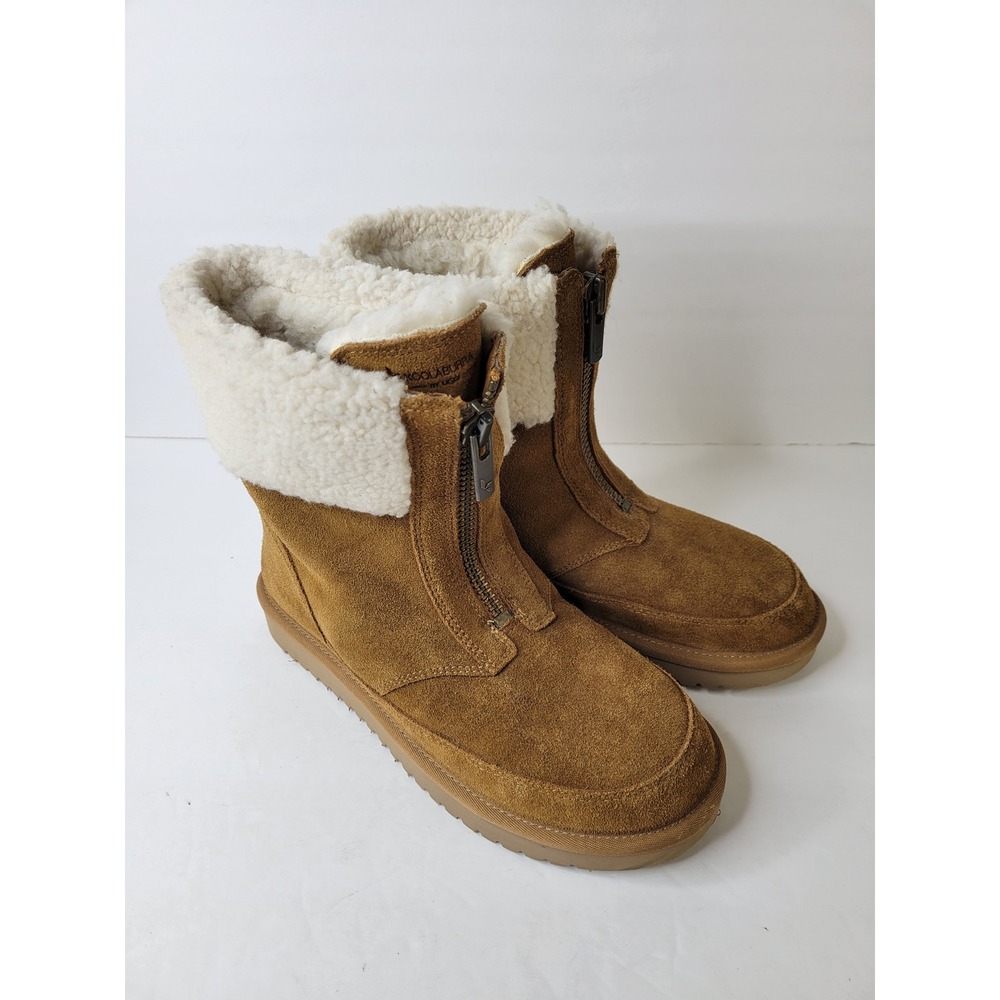 Koolaburra by UGG Advay Chestnut Suede Faux Fur Zip Boots 1122810 Womens 7